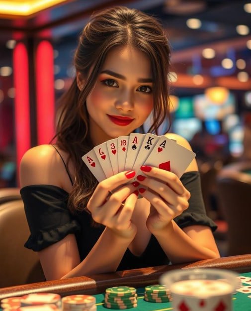 Ilustrasi pemain slot online dari Indonesia dengan latar ponsel dan tampilan game yang menarik